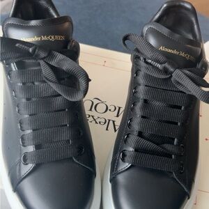 Alexander McQueen Black Leather Sneakers with Oversized Sole
